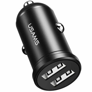 شارژر فندکی یوسامز USAMS مدل CC114 دو پورت USB با جریان 2.4 آمپر