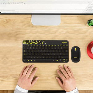 کیبورد و ماوس بی سیم لاجیتک logitech مدل MK240 سفید و قرمز روشن