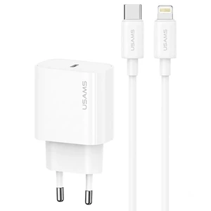شارژر دیواری 20 وات یوسامز usams مدل CC226 + SJ712 با کابل تایپ سی به لایتنینگ