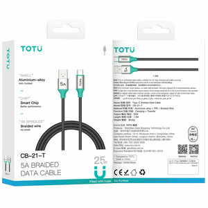 بهترین کابل شارژ تایپ سی توتو مدل CB-21-T توان 25 وات