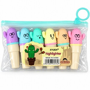 ماژیک هایلایتر فانتزی طرح کاکتوس Cactus پک 6 عددی