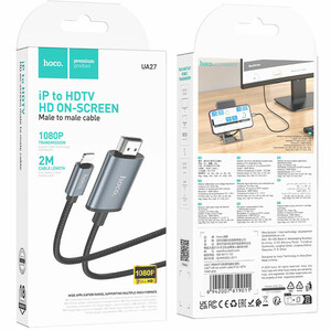 بهترین کابل تبدیل لایتنینگ به HDMI هوکو Hoco مدل UA27 طول 2 متر