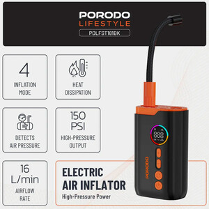 پمپ باد شارژی پورودو Porodo مدل PDLFST181BK توان 55 وات