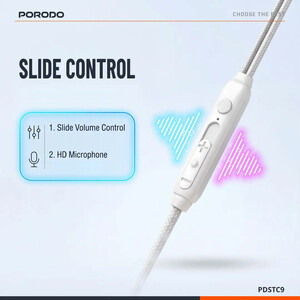 فروش هندزفری سیمی تایپ سی پورودو Porodo مدل PDSTC9WH با میکروفون