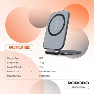 هولدر مغناطیسی فوق باریک پورودو Porodo مدل PDMDPHC9BK / کیوسی شد. بدون ایراد است.