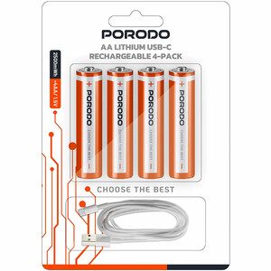 باتری قلمی شارژی  پورودو Porodo مدل PDAA25RB بسته 4 عددی لیتیومی