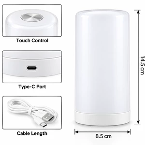 چراغ خواب لمسی مدل C107 شارژی با نور LED چند رنگ