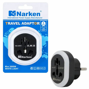 تبدیل سه به دو نارکن Narken مدل NK-110 چراغ دار 16 آمپر