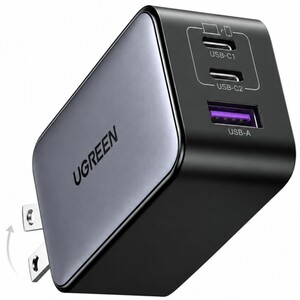 شارژر دیواری یوگرین UGREEN مدل CD244 سه پورت GaN II با توان 65 وات