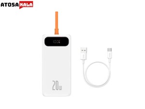 پاوربانک 10000 فست شارژ Baseus Block Digital Display PPBLK-02 توان 20 وات با کابل متصل لایتنینگ