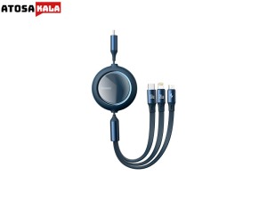 کابل شارژ سریع سه سر بیسوس Baseus Bright Mirror Retractable 100W 1.2m Cable