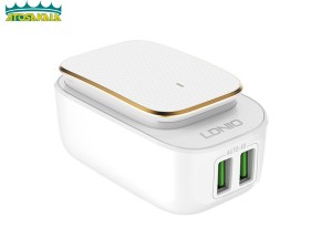 شارژر دیواری دو پورت و ال ای دی لمسی الدنیو LDNIO A2205 LED Touch Lamp With USB Charger