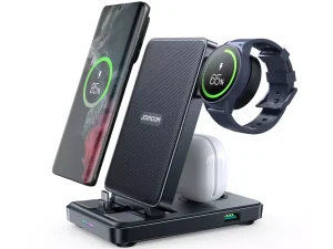 شارژر بی سیم تاشو تایپ سی 4 کاره 15 وات جویروم Joyroom JR-WQS01 4-in-1 Foldable Charging Station (Type-C Version)