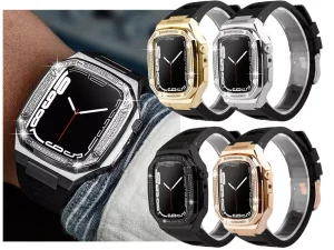 بند پلاستیکی اپل واچ 45 میلی‌متری کوتتسی Coteetci W81 AP Diamond+316L+Rubber Set Strap 22012 (45mm)