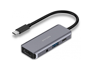 هاب 4 پورت پرودو Porodo 4 in 1 HDMI 4K USB-C Hub PD-41CHB
