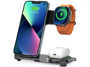 استند و شارژر وایرلس رومیزی 15 واتی سه کاره ویوو Wi-W005 WiWU Wi-W005 Power Air 3 in 1 15W Wireless Charger