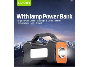 پاوربانک 12000 باوین Bavin PS03 Power Station همراه چراغ قوه