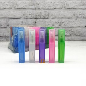 شیشه عطر اسپری (ظرف عطر) 5 میل پلی اتیلن رز مکعبی (رنگی)