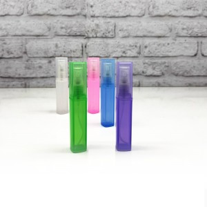 شیشه عطر اسپری (ظرف عطر) 5 میل پلی اتیلن رز مکعبی (رنگی)