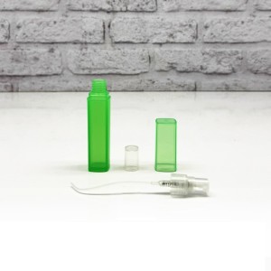 شیشه عطر اسپری (ظرف عطر) 5 میل پلی اتیلن رز مکعبی (رنگی)