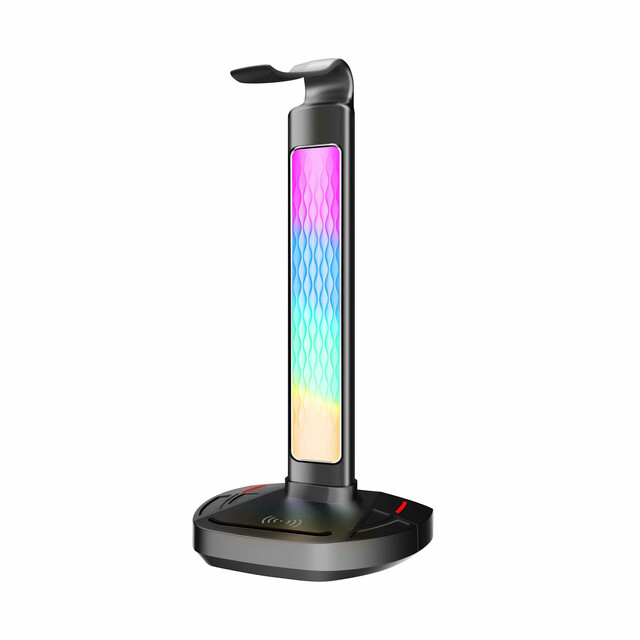 پایه نگهدارنده هدفون پرودو مدل porodo PDX 527 - GAMING RGB STAND WIRELESS CHARGING AND USB HUB