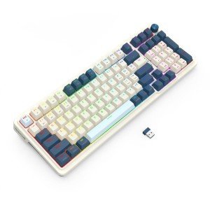 کیبورد گیمینگ بی سیم ردراگون مدل Redragon K686 WB Eisa Pro / کرم-آبی