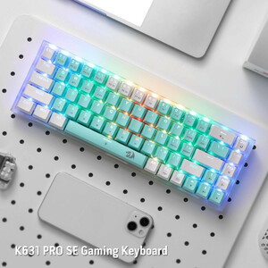 کیبورد مخصوص بازی ردراگون مدل Redragon Castor Pro K631RGB-PRO-GW/فیروزه ای