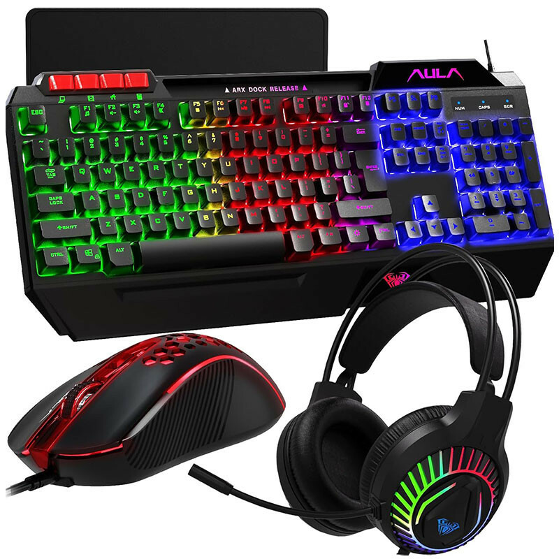 مجموعه گیمینگ آئولا T650 شامل کیبورد RGB، ماوس، هدست و پد ماوس