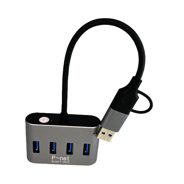 هاب 4 پورت T-3623 TYPE-C+USB3.1 پی نت 2IN1