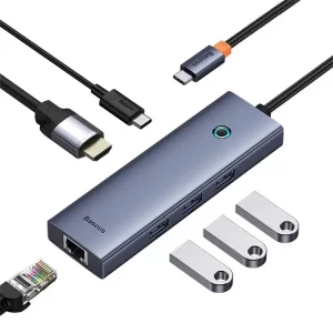 هاب 6 پورت Type-C به USB3.0 ،LAN ،Type-C ،و HDMI بیسوس مدل BASEUS B00052807813