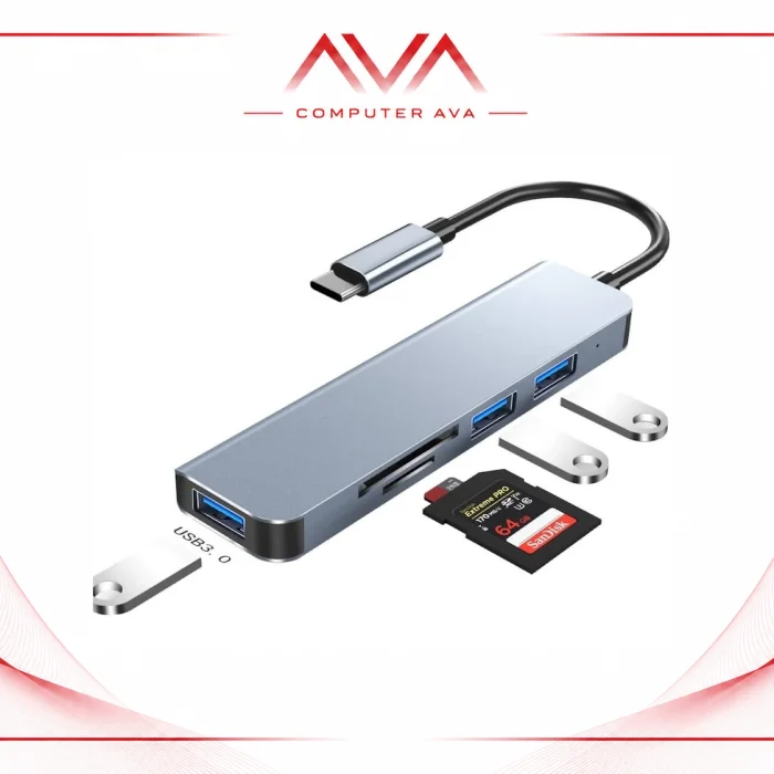 هاب USB P-Net T-3625؛ هاب 5 پورت USB 3.1 و کارت‌خوان SD با بدنه آلومینیومی