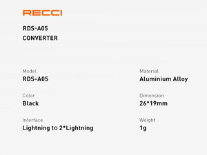 مبدل لایتنیگ 2 در 1 رسی RECCI RDS-A05 Lightning Converter