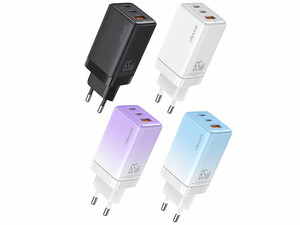 آداپتور شارژ سریع یو اس بی و تایپ سی 65 وات یوسامز USAMS US-CC180 ACC Three Ports GaN Charger EU Plug