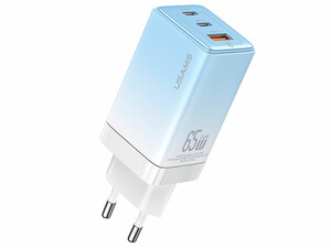 خرید شارژر دیواری فست یو اس بی و تایپ سی 65 وات یوسامز USAMS US-CC180 ACC Three Ports GaN Charger EU Plug