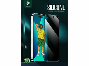 محافظ صفحه نمایش شیشه ای حریم شخصی آیفون 14 گرین Green iPhone 14 3D Silicone+ Privacy Glass