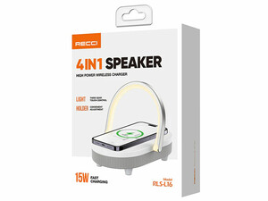 اسپیکر بلوتوث و شارژر وایرلس قابل حمل  4 در 1 دارای چراغ رسی Recci RLS-L16 4-in-1 Speaker and Wireless Charger 15W