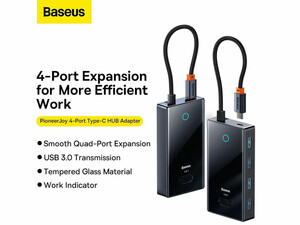 هاب تایپ سی چهار پورت یو اس بی بیسوس Baseus WKYY030013 4 in 1 USB-C / Type-C to USB3.0x4 HUB Adapter