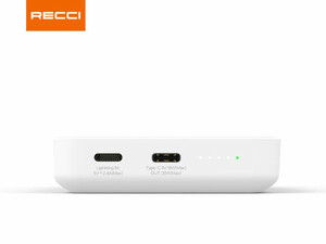 پاوربانک و شارژر بی سیم مغناطیسی 10000میلی آمپر ساعتی رسی Recci Mini Portable Ultra-Slim Wireless Magnet Power Bank 10000mah RPB-W09