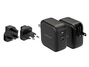 قیمت شارژر دیواری 65 وات تایپ سی پاورولوژی Powerology Dual Port World Travel Kit Charging Adapter PWCUQC007-BK