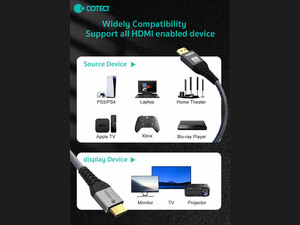 کابل دو سر اچ دی ام آی 3 متری کوتتسی Coteetci dual HDMI video cable 87107