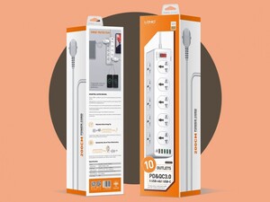 چندراهی برق 10 سوکت، 5 یواس‌بی و یک تایپ‎سی الدنیو Ldnio Power Strip 2500W 10 Sockets + 4 USB Ports + 1 Type-C PD Port + 1 QC3.0 Port2 m UK Plug SC10610