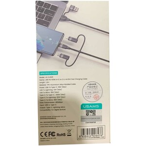 فروش کابل شارژ سریع چند سر تایپ سی و یو اس بی به تایپ سی، لایتنینگ و میکرو 100 وات 1.2 متری یوسامز