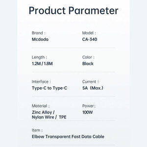 کابل تایپ سی به تایپ سی فست شارژ 90 درجه مک دودو  CA-3401