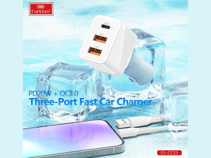 کیفیت شارژر فندکی تایپ سی و یو اس بی 45 وات ارلدام Earldom CC25 Car charger 2USB+TYPE C