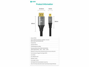 کابل تبدیل مینی دیسپلی پورت به دیسپلی پورت 2 متری کوتتسی Coteetci Mini DP To DP Display HD Cable 87401