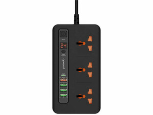 چند راهی برق سه سوکت، 4 یو اس بی، 1 تایپ سی دو متری پورودو  Porodo FWCH013 Multi-Port Power HUB 4 USB-A/USB-C Kit 2M