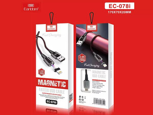 کیفیت کابل تبدیل مغناطیسی USB به لایتنینگ ارلدام Earldom Magnetic Lightning fast charging cable model EC-078i