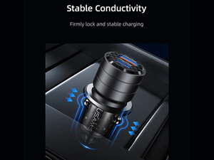 شارژر فندکی فست شارژ یو اس بی و تایپ سی 95 وات یوسامز  USAMS US-CC176 C36 95W Usb-a + Usb-c Fast Car Charger