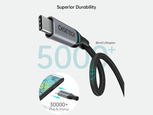 قیمت کابل سوپر فست شارژ تایپ سی به تایپ سی 100 وات 1.8 متری چویتک Choetech XCC-1002-BK USB C to USB C Cable