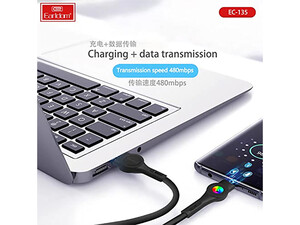 خرید کابل شارژ سریع لایتنینگ ارلدام EARLDOM EC-135I 3A Fast Charging Cable With LED